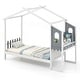 preview thumbnail 2 of 9, Twin/Full Bed Frame with House Roof Canopy and Fence for Kids