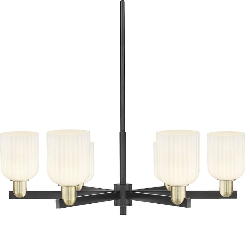 Innovations Lighting 716-6CR-11-35 Bridal Veil Chandelier Bridal Veil - Black Antique Brass / Gloss White