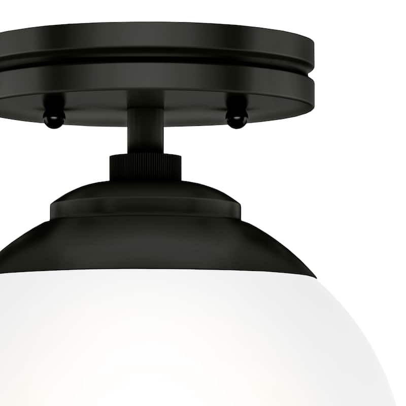 Hunter Hepburn 1-Light Flush Mount Ceiling Light - Bedroom, Bath, Entry, Hallway - Damp-Rated - Vintage, Globe Light