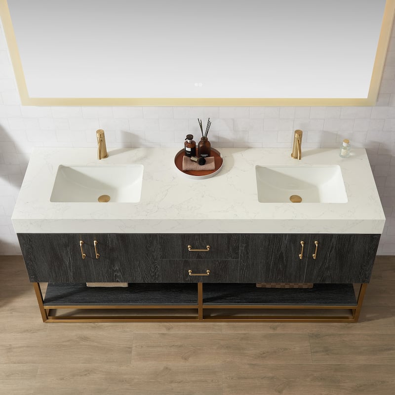 Alistair Bath Vanity with Grain White Stone Top without Mirror