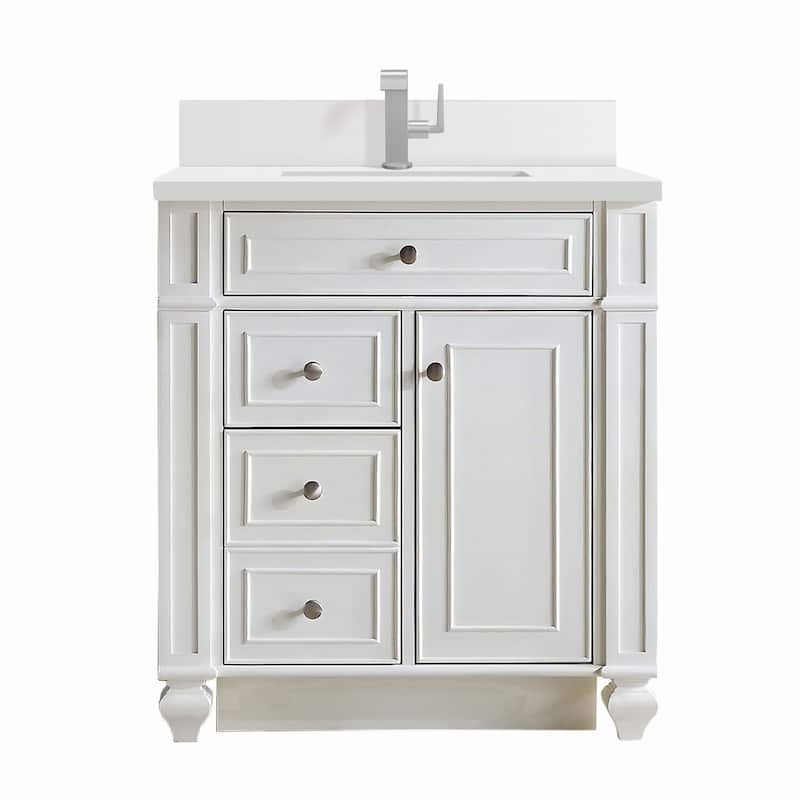 James Martin Vanities 157-V30-1WZ Bristol 30" Single Basin Walnut Wood - Bright White