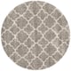SAFAVIEH Hudson Shag Vitchka Glam Trellis 2-inch Area Rug - 3' x 3' Round - Grey/Ivory