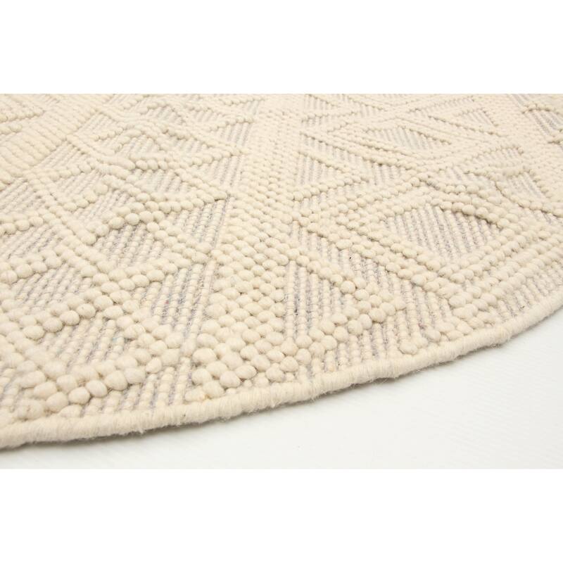 ECARPETGALLERY Braid weave Sienna Cream Wool Rug - 5'11 x 5'11