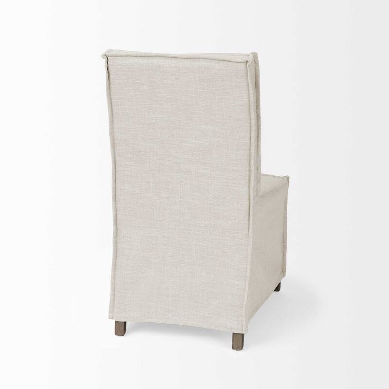 Set of 2 Modern Slipcovered Dining Chairs with Solid Wood Legs and Solid Back for Dining Room Seating