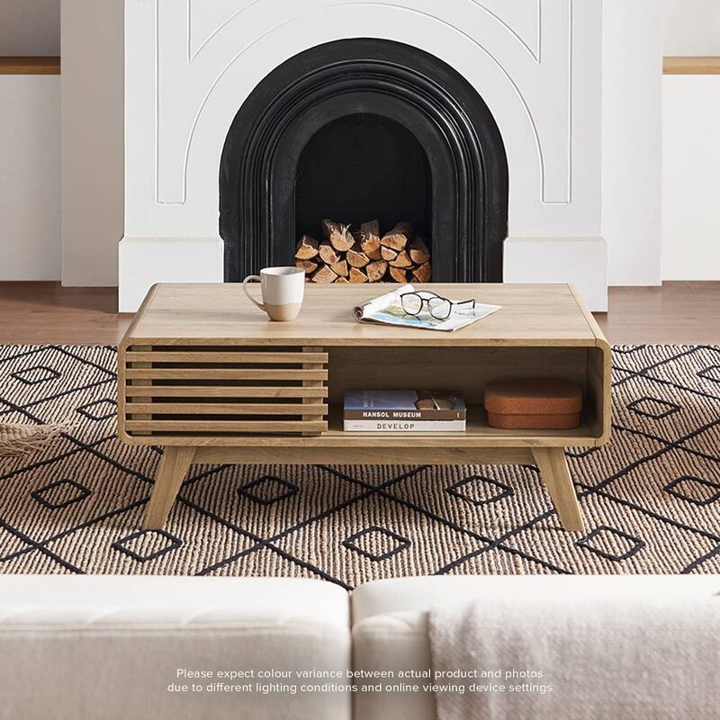 Mopio Ensley Mid-Century Modern Coffee Table with dual side storage, Centerpiece for your living room