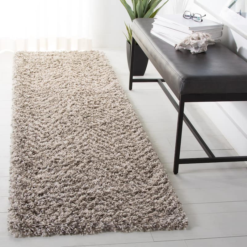 SAFAVIEH Hudson Shag Gulja 2-inch Thick Rug - 2'3" x 8' Runner - Ivory/Grey - Runner