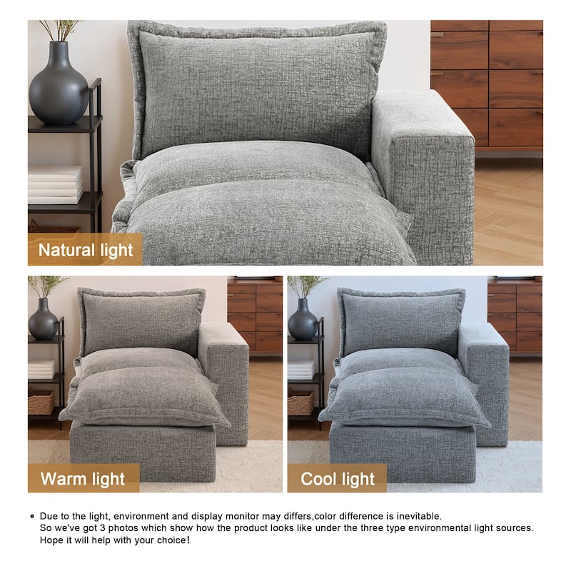 Chenille L-Shaped Modular Sectional Sofa Comfy Cloud Couch For Living Room