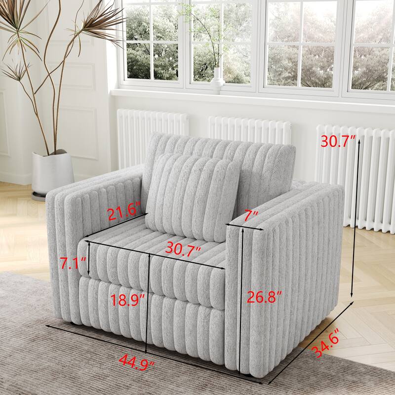 44.9" Modular Sofa Single - Light Gray, Metal, Comfortable & Functional