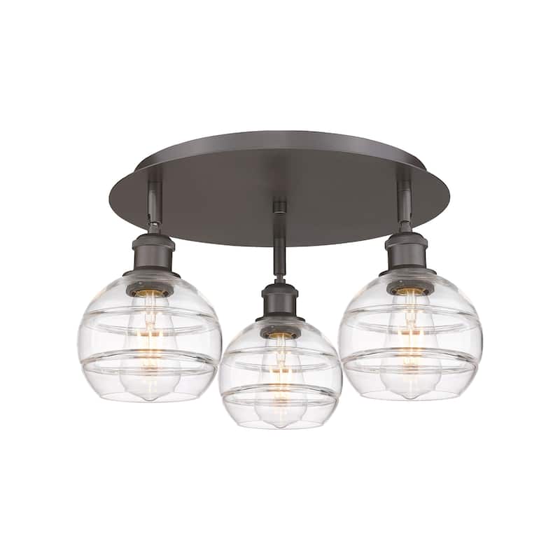 Innovations Lighting 516-3C-9-18 Rochester Flush Rochester 3 Light 18" - Oil Rubbed Bronze / Clear