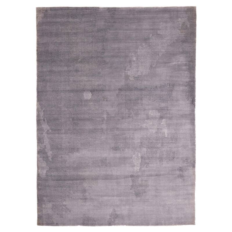 ECARPETGALLERY Hand Loomed Loreto Grey Viscose, Wool Rug - 5'3 x 7'4