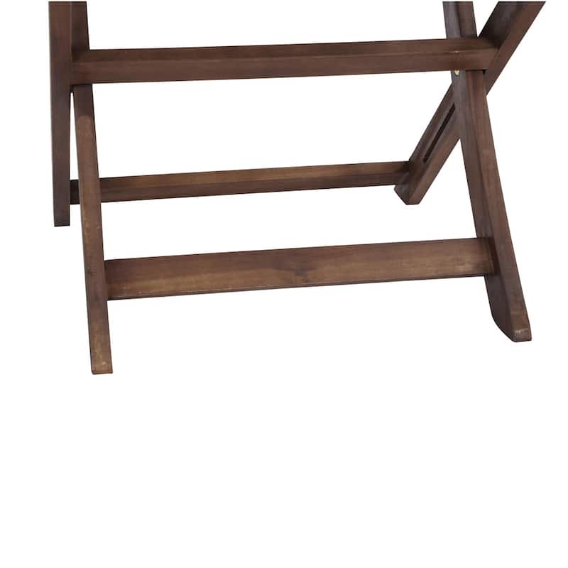 Brown Acacia Wood Bistro Set Compact Table and Chairs for Indoor and Outdoor Use - 19" x 21" x 32.5"
