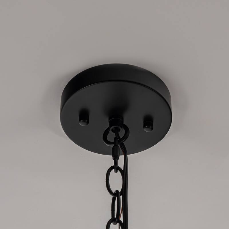 3 - Light Farmhouse Lantern Ripple Glass Drum Chandelier