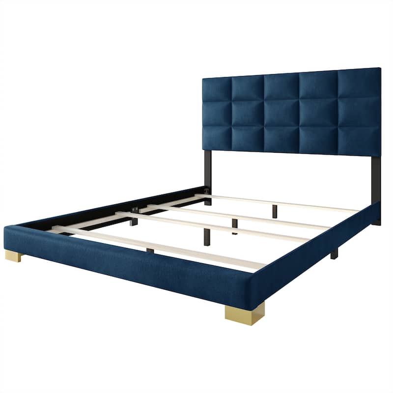 CraftPorch Modern Velvet Upholstered Bed