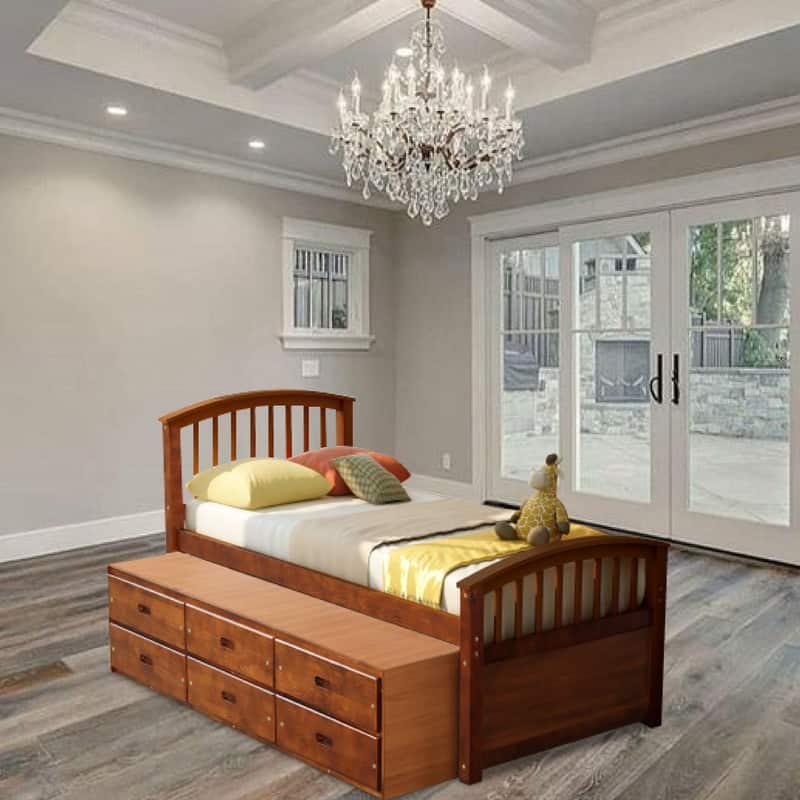 Constructed drawer bed Walnut bed furniture Solid Wood storage bed