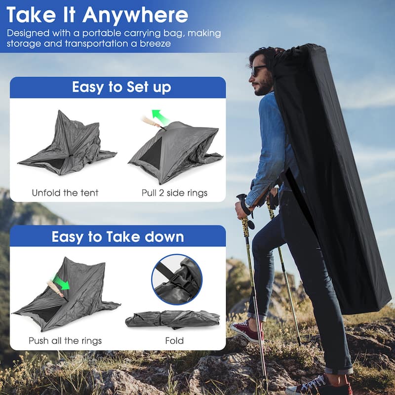 2-3 Person Pop-up Camping Tent 360° One-Way See-Through Family Tent