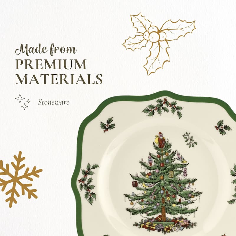 Spode Christmas Tree Scalloped Salad Plate - 9" D