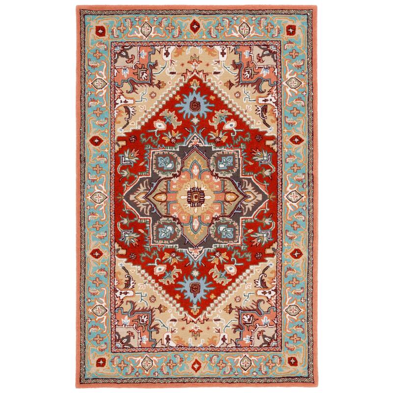 SAFAVIEH Handmade Heritage Carrol Traditional Oriental Wool Rug - 5' x 8' - Red/Pink