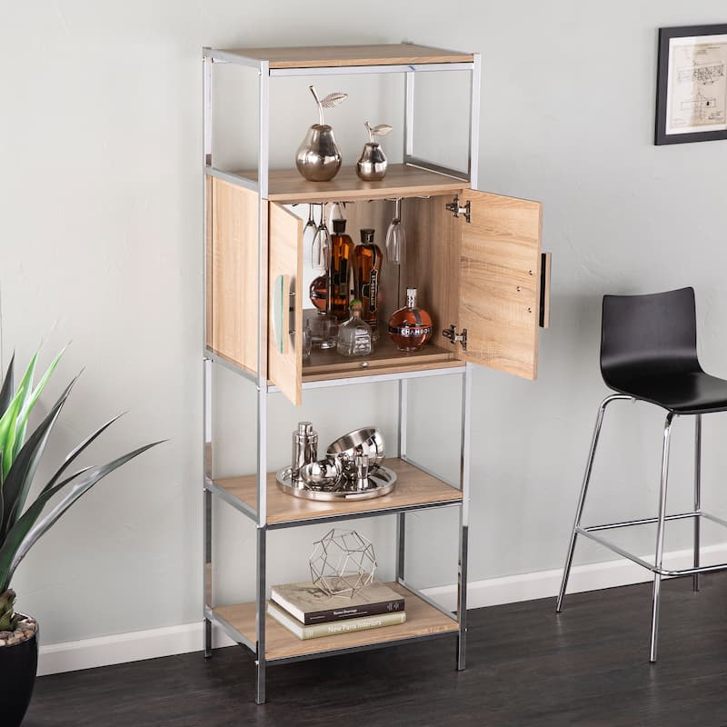 SEI Furniture Nettleton Contemporary Tall Bar Cabinet w/ Wine Storage