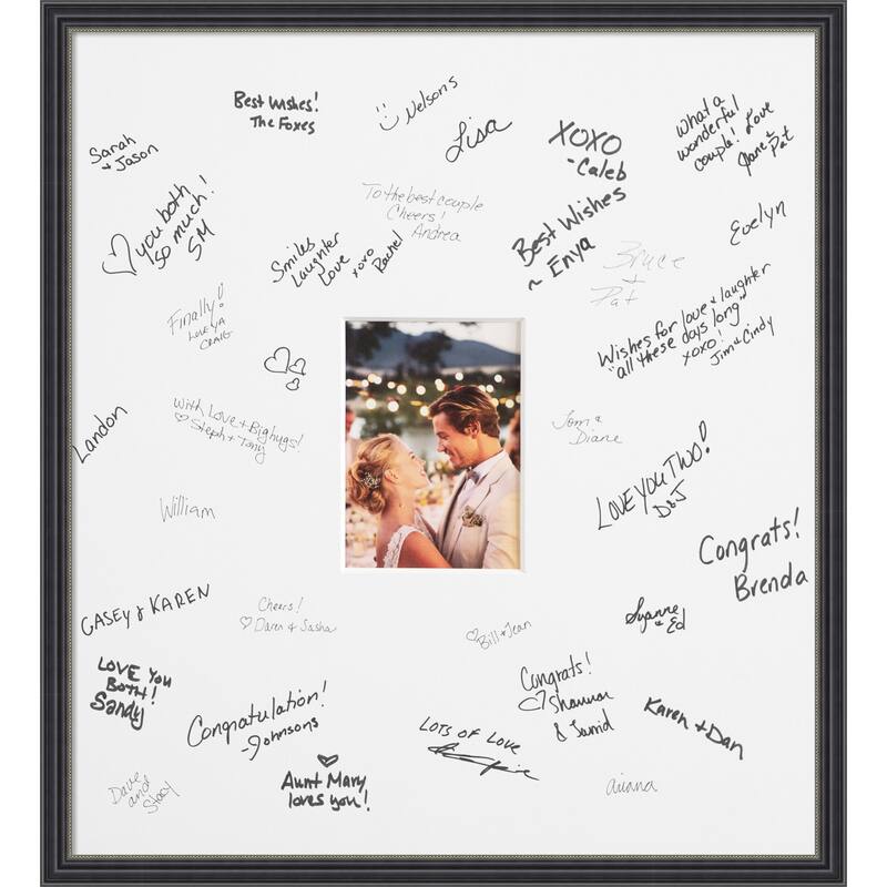 Stylish Signature Mat Picture Frame - Autograph Photo Frame Guest Book Alternative for Weddings, Graduations, or Retirement