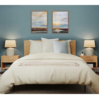 Kate and Laurel Sylvie Carolina Sunset Diptych Framed Canvas Art Set by Mary Sparrow
