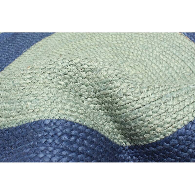 ECARPETGALLERY Braided Weave Palas Denizli Light Green Jute Rug - 3'3 x 3'3