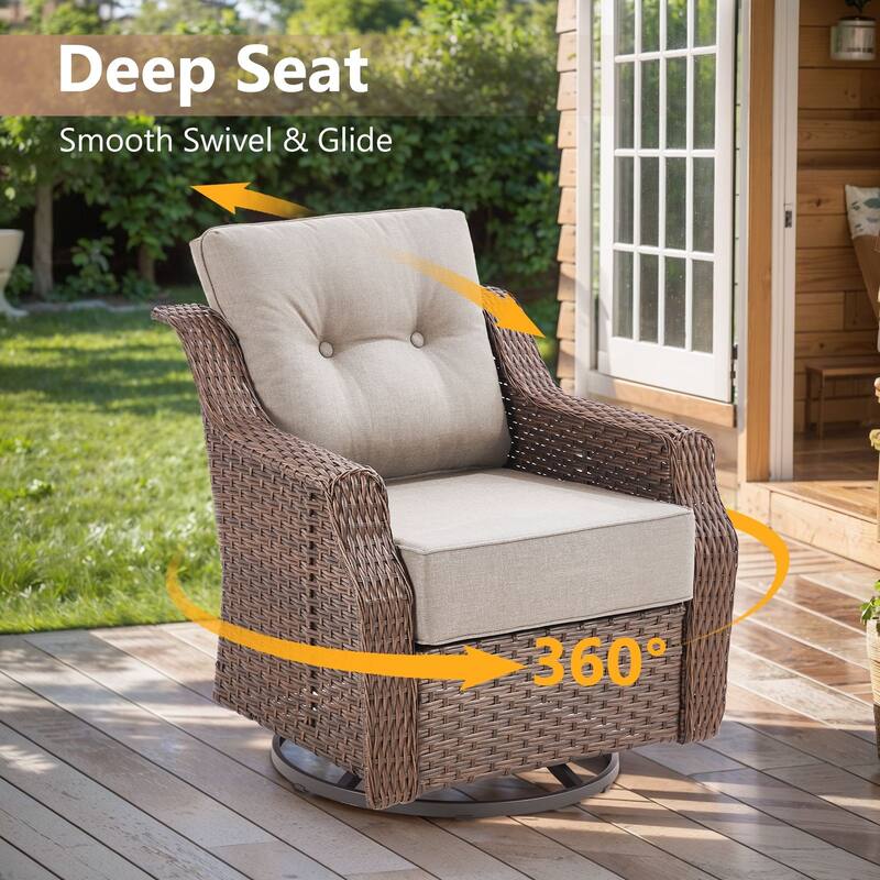 Artisan 8-Piece Patio Brown Wicker Sofa Conversation Set with 6-Inch Thick Cushions