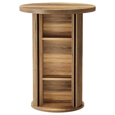Round Bar Table, 35.4" Rustic High Top Wood Cocktail Unit