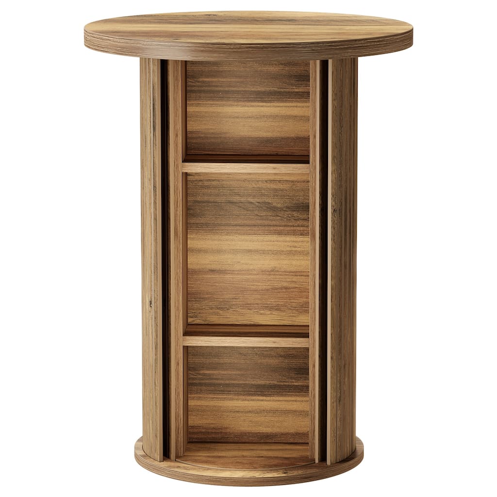 Round Bar Table, 35.4" Rustic High Top Wood Cocktail Unit