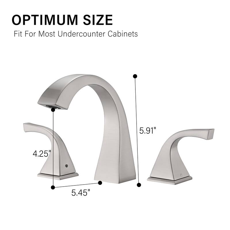 Brushed Nickel 2-Handle Widespread Bathroom Sink Faucet with Drain - Rust-Resistant Brass, High Flow Rate, Easy Installation