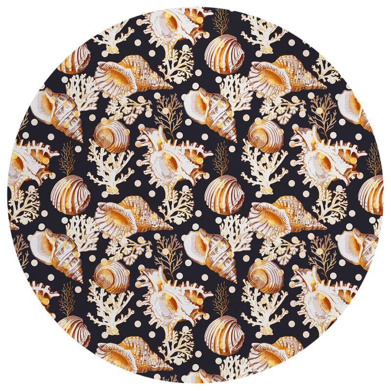 Indoor/ Outdoor Surfside Coral Shells Washable Rug New - Midnight - 8' x 8'