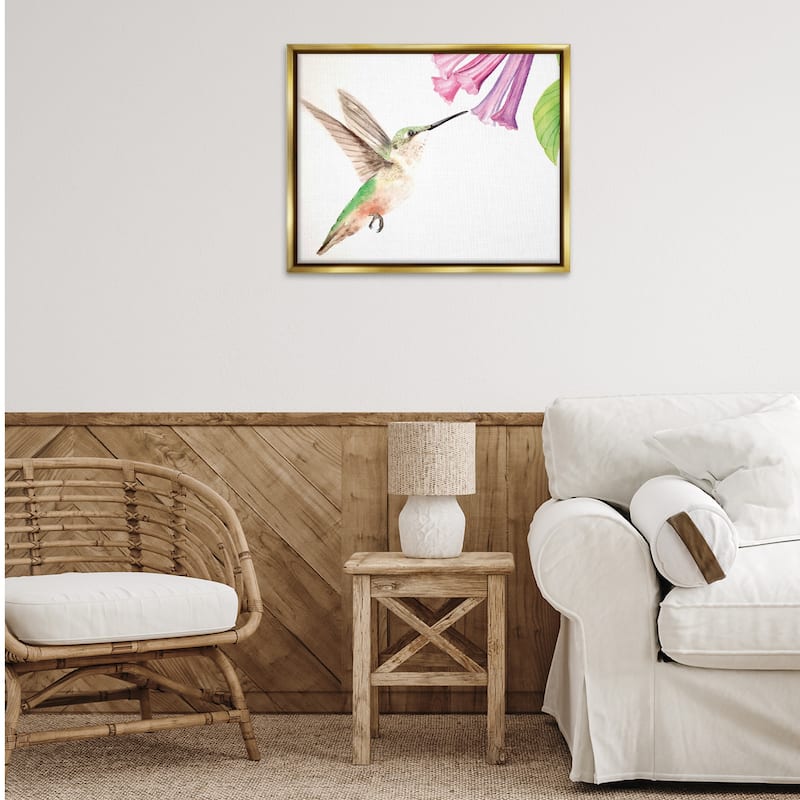 Stupell Hummingbird & Bluebell Flower Framed Floater Canvas Wall Art Design By Stephanie Fielden