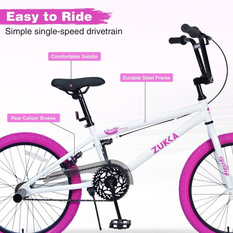 Freestyle Kids Bike 20 Inch Single Speed Children's Bicycle for Boys Girls Age 7+ Years