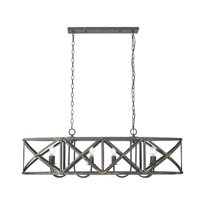 Alcott Linear Pendant in Antique Black Iron with No Shade - Gold