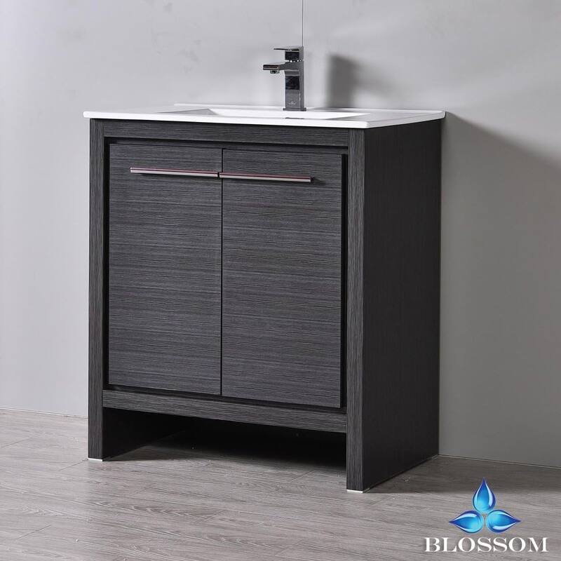 Blossom 30-Inch Bathroom Vanity with Ceramic Sink and Mirror Set