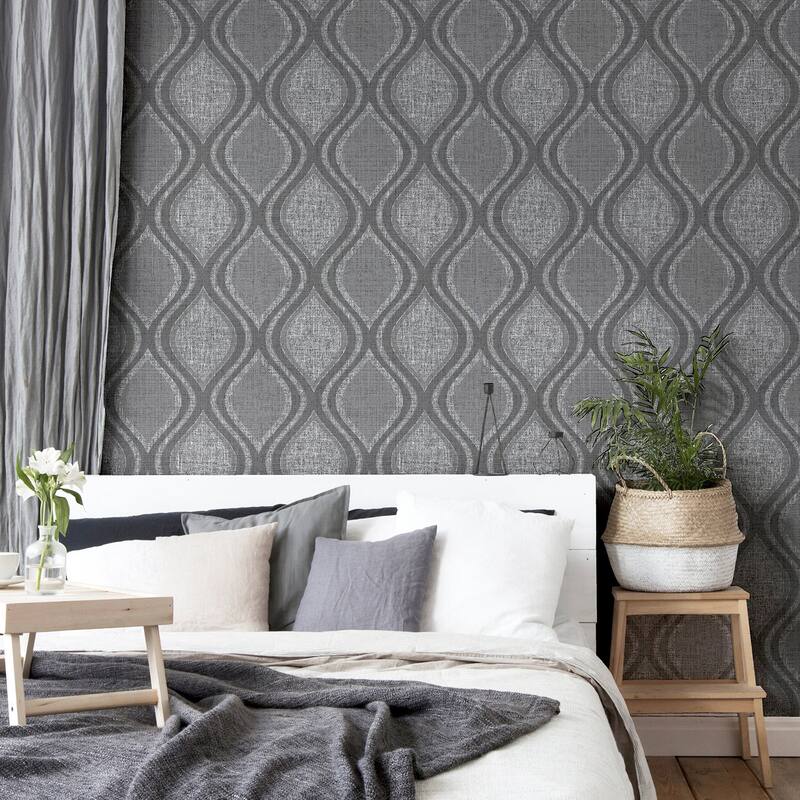 Arthouse Ignatius Charcoal Ogee Wallpaper