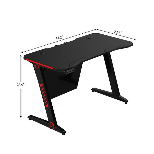 Merax ZShaped Gaming Desk Computer Desk with 7 RGB LED Lights Bed