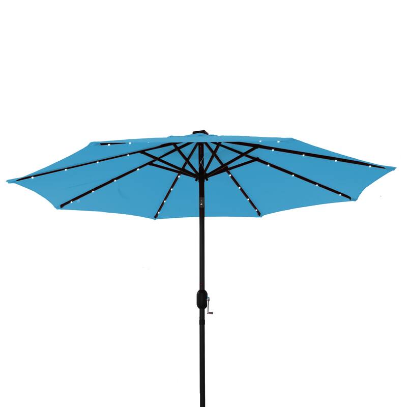 9Ft Patio Market Umbrella with 32 LED Round Solar