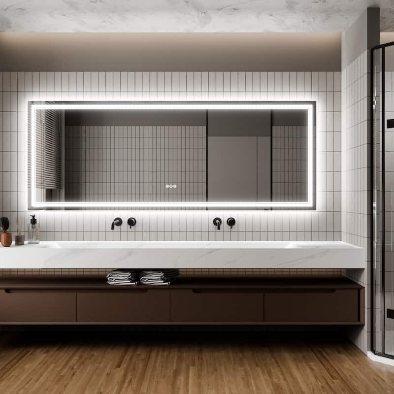 32''×84'' Wall-Mounted Bathroom Vanity LED Mirror with Anti Fog, Dimmable Touch Button, Front and Back Light