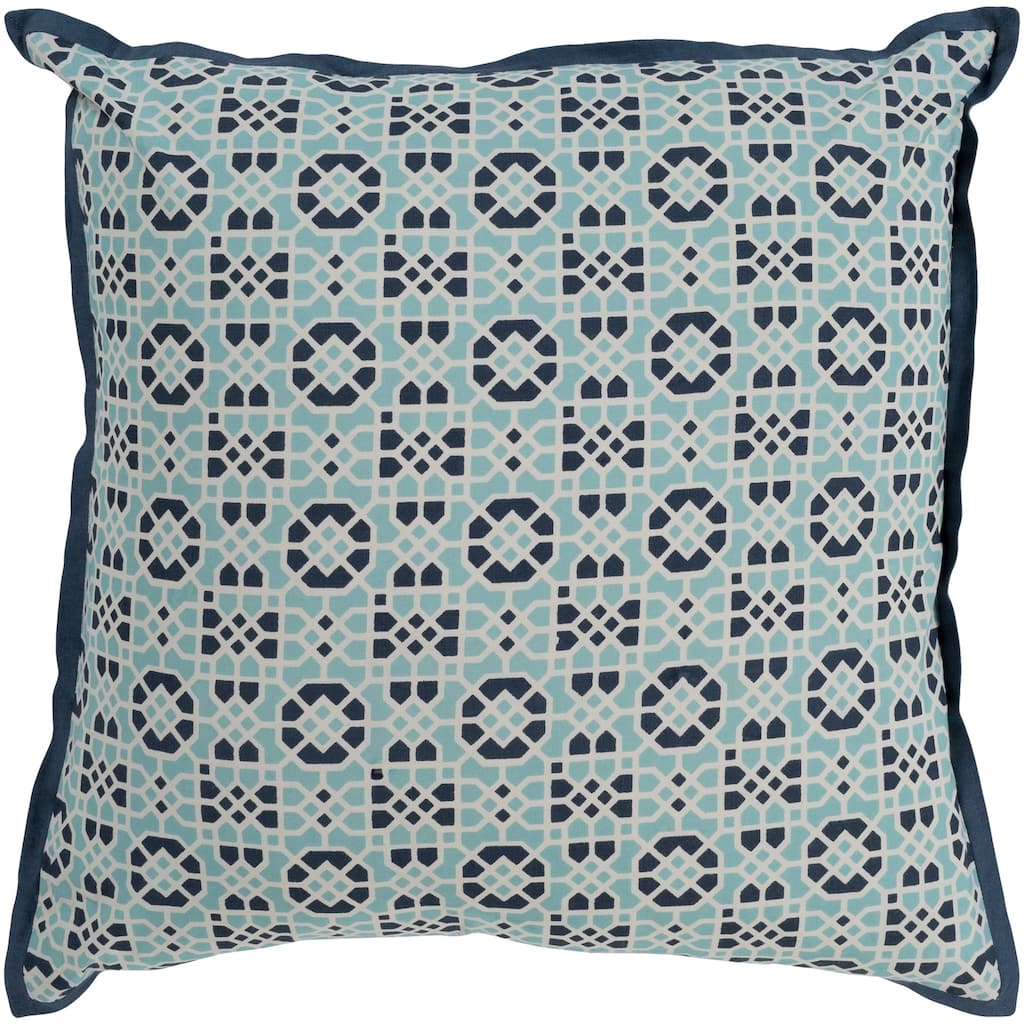 Nadica Geometric Navy Feather Down or Poly Filled Throw Pillow 18-inch