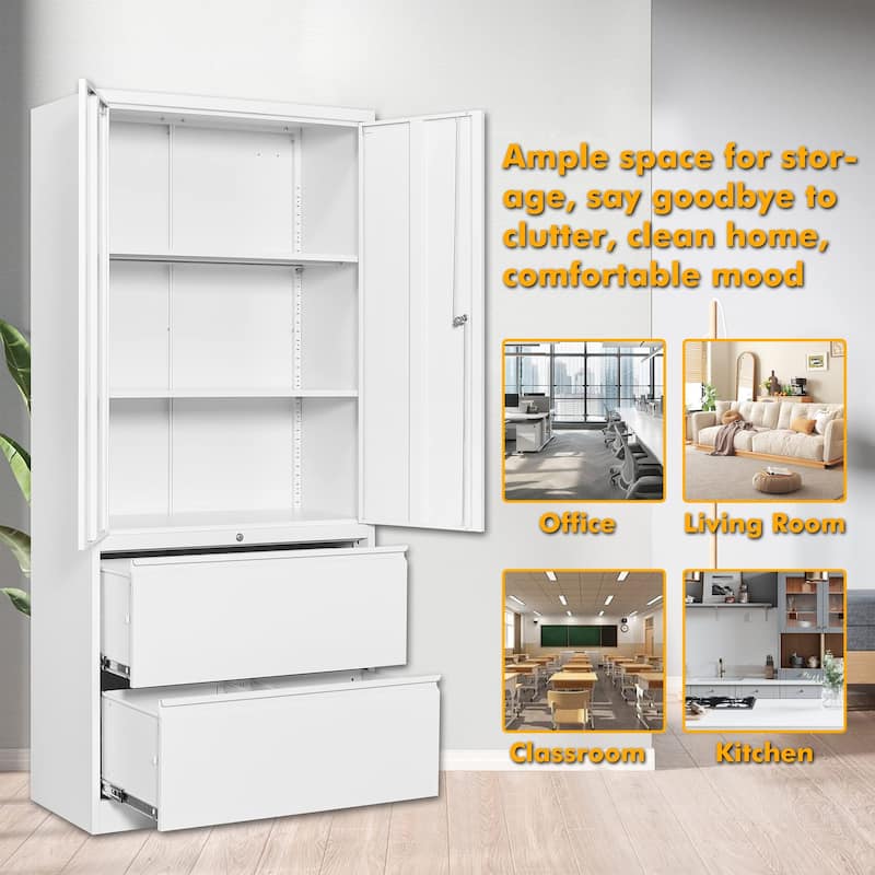 Steel File Cabinets with 2 Drawers for Home Office Warehouse Garage - N/A