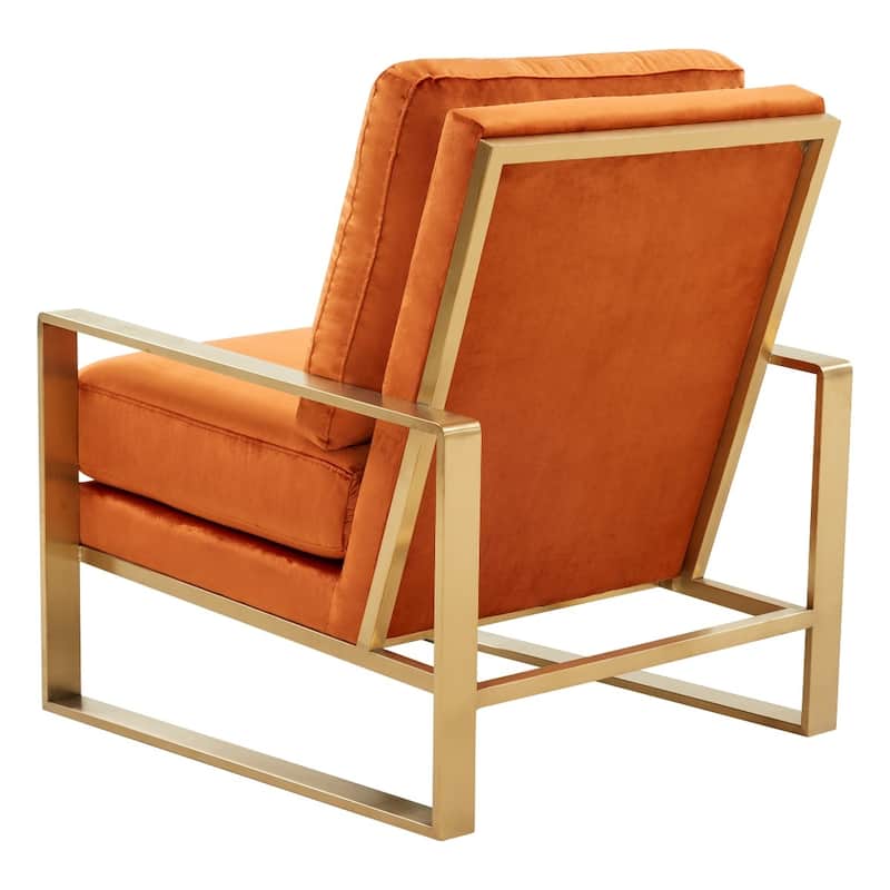 LeisureMod Jefferson Modern Velvet Accent Armchair With Gold Base