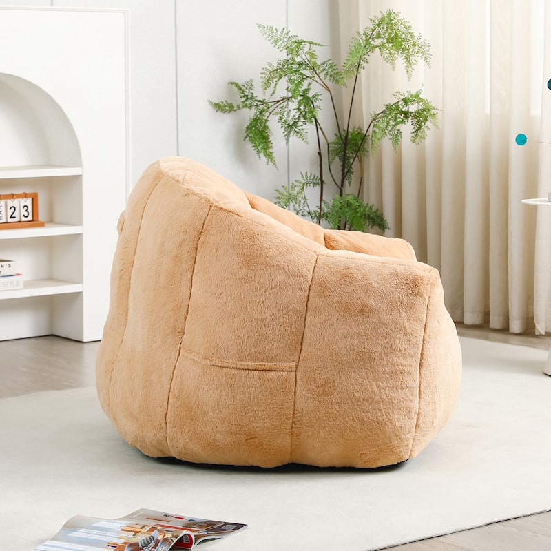 Arm Chair Side Chair Bean Bag Sofa Chair Lounge Chair with Armrests, Brown Leisure Chair Accent Chair