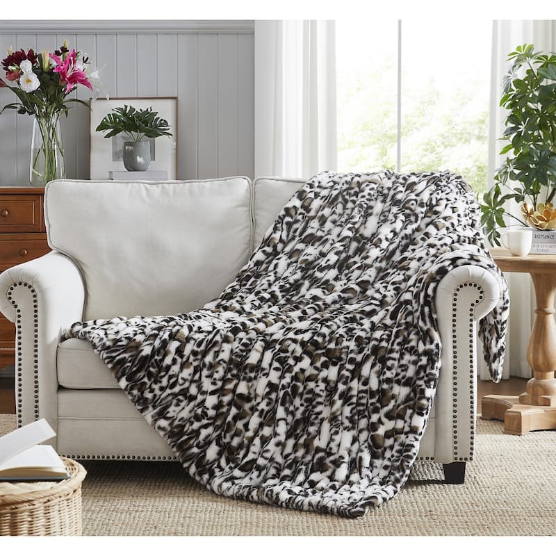 Nanshing Yoona Faux Fur Reversible Throw Blanket - Black White