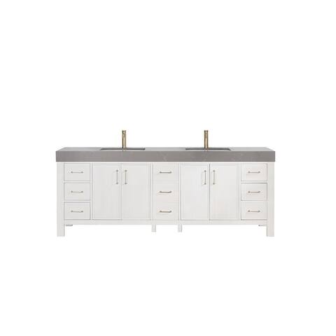 León 84" Double Bathroom Vanity in Fir Wood with Composite top