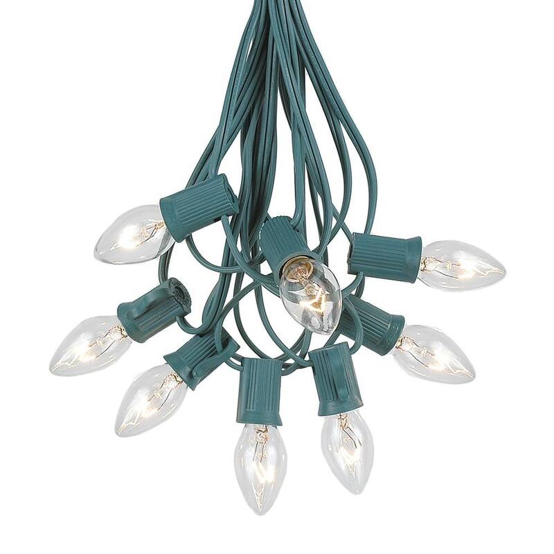 25 Foot C7 Twinkle Christmas Light Set, Hanging String Lights, Green Wire