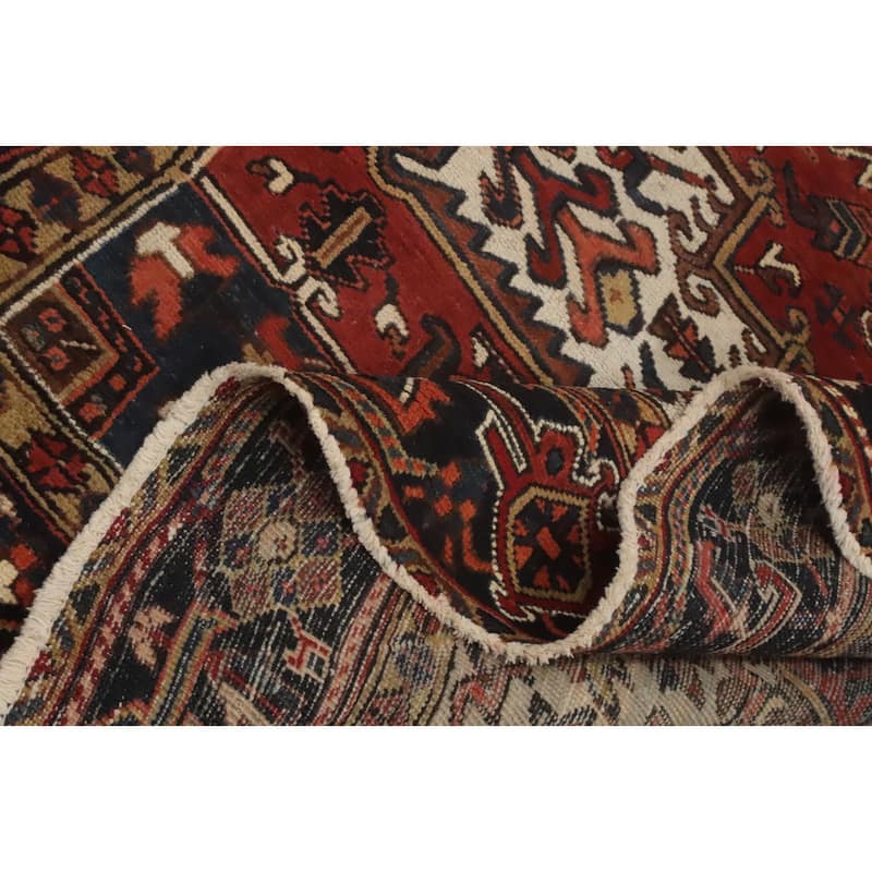Hand Knotted Oriental 100% Wool Carpet Traditional Medallion Oranges & Rust Heriz Area Rug - 10' 8'' X 7' 6''
