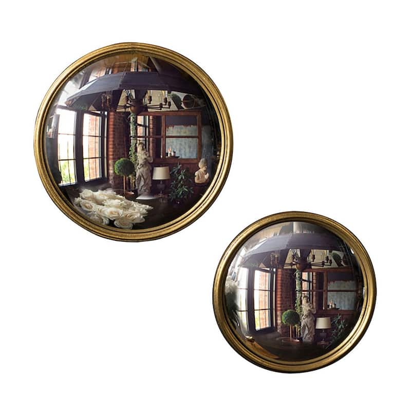 Round Gold Bullseye Mirror with Reflective Metal Design for Living Room and Bedroom Walls - Small