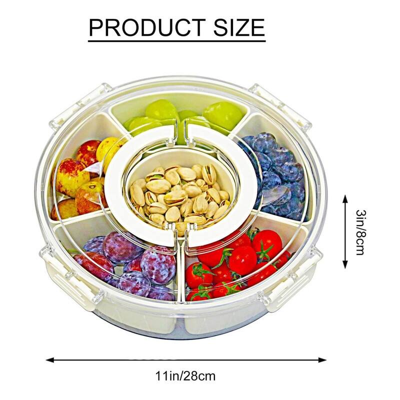 Divided Serving Tray with Lid and Handle Fruit Containers