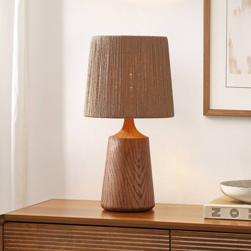 Highland 22.25" Resin/Metal LED Table Lamp with Paper Rope Shade, By JONATHAN Y