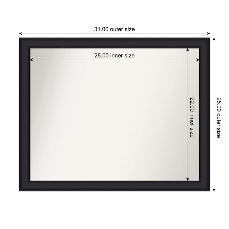 Oliver Narrow Non-Beveled Wood Framed Bathroom Vanity Wall Mirror - 31 x 25 in - Oliver Black Narrow